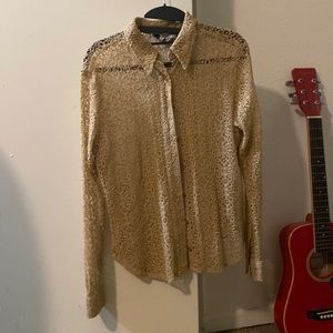 Vintage lace button up dress shirt